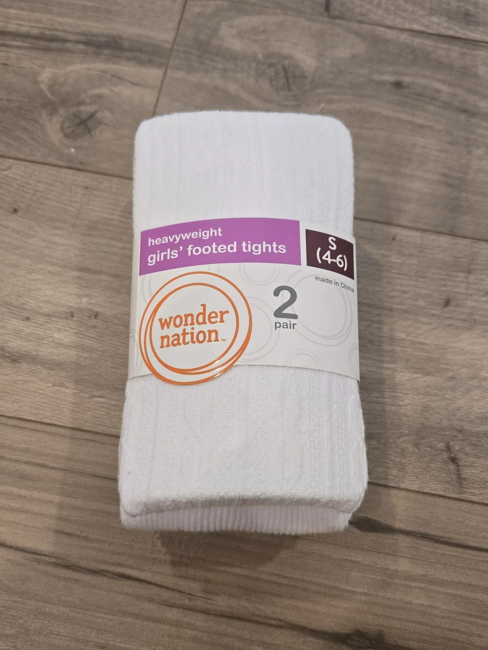 🌻 NWT Girls White & Pastel Pink 2 Pack Tights Size S (4-6)